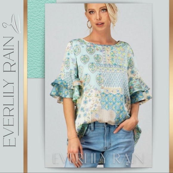 🔥Sale!!!!Beautiful Mint Mosaic Top - Picture 2 of 8